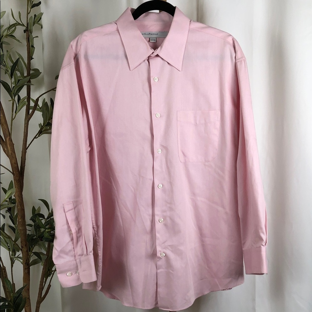 Perry Ellis Portfolio Collection Light Pink Long-Sleeve Dress Shirt (M1)